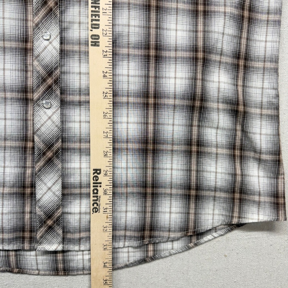 Wrangler Wrancher Western Snap Shirt Mens XLT Tall Brown Plaid MTW1231 Cowboy - Picture 12 of 13